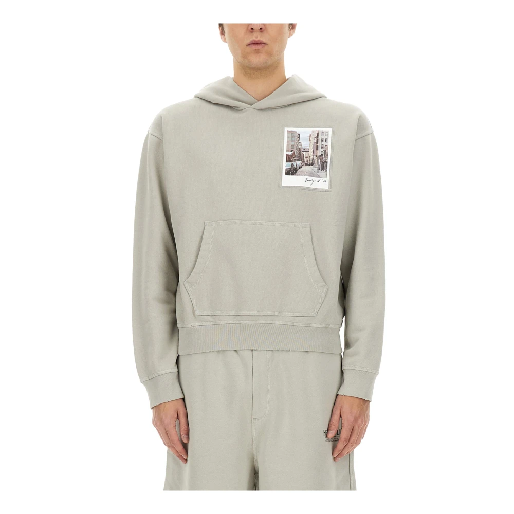 Helmut Lang Gray Hoodies, Male, M, Pocket Hoodie
