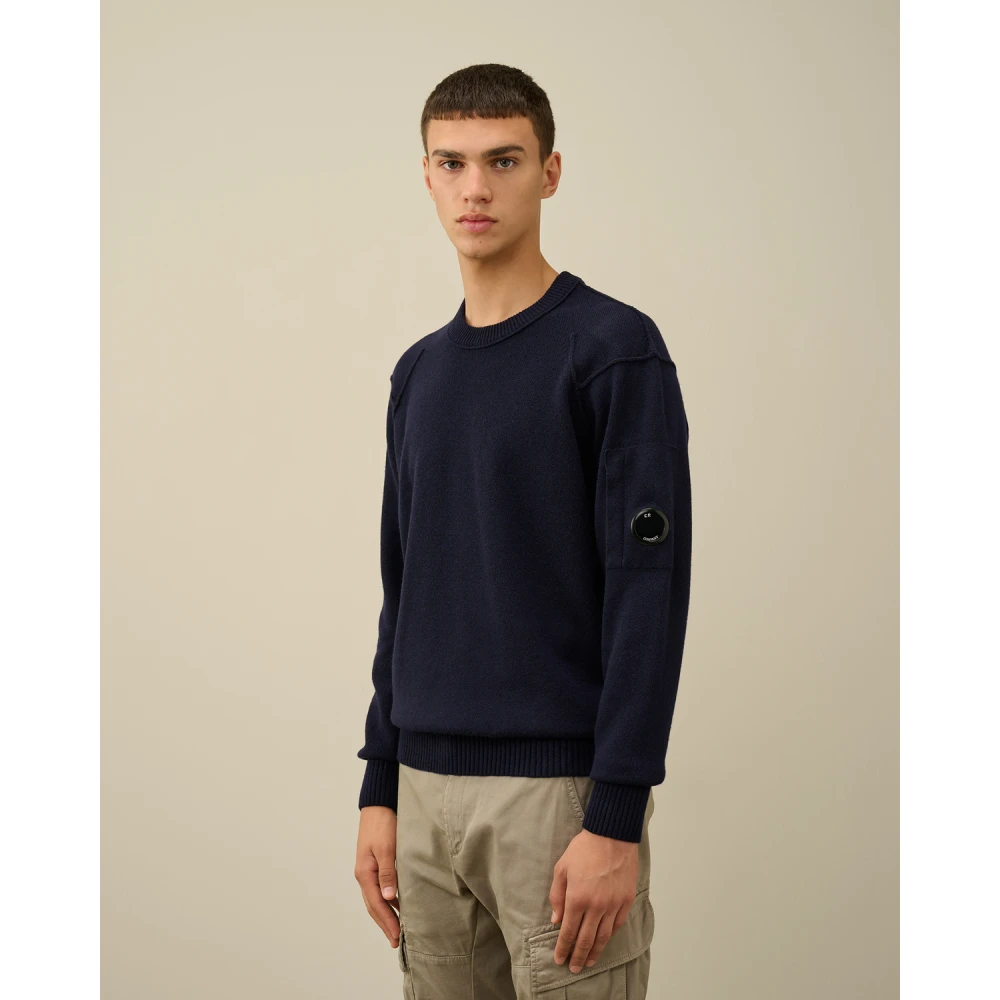 C.P. Company lamswol ronde hals trui Blue Heren