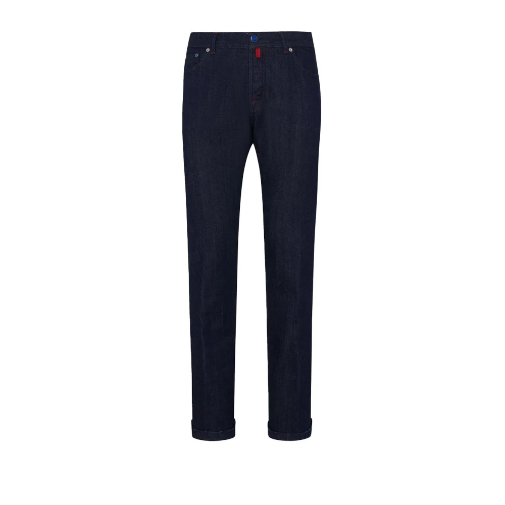 Kiton Slim Fit Donkerblauwe Katoenen Jeans Blue Heren