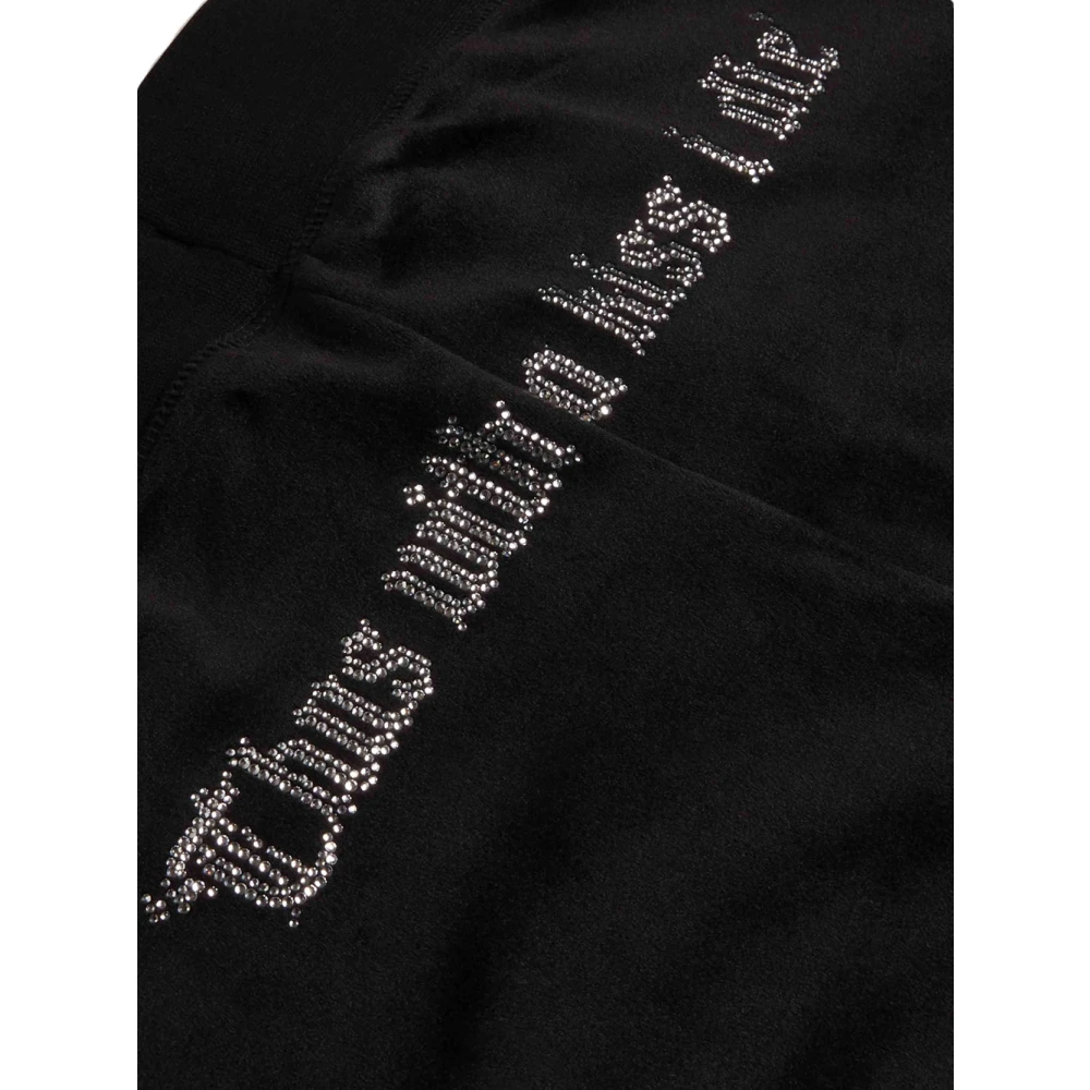 Juicy Couture Zwarte Fluweel Flare Sweatpants Black Dames