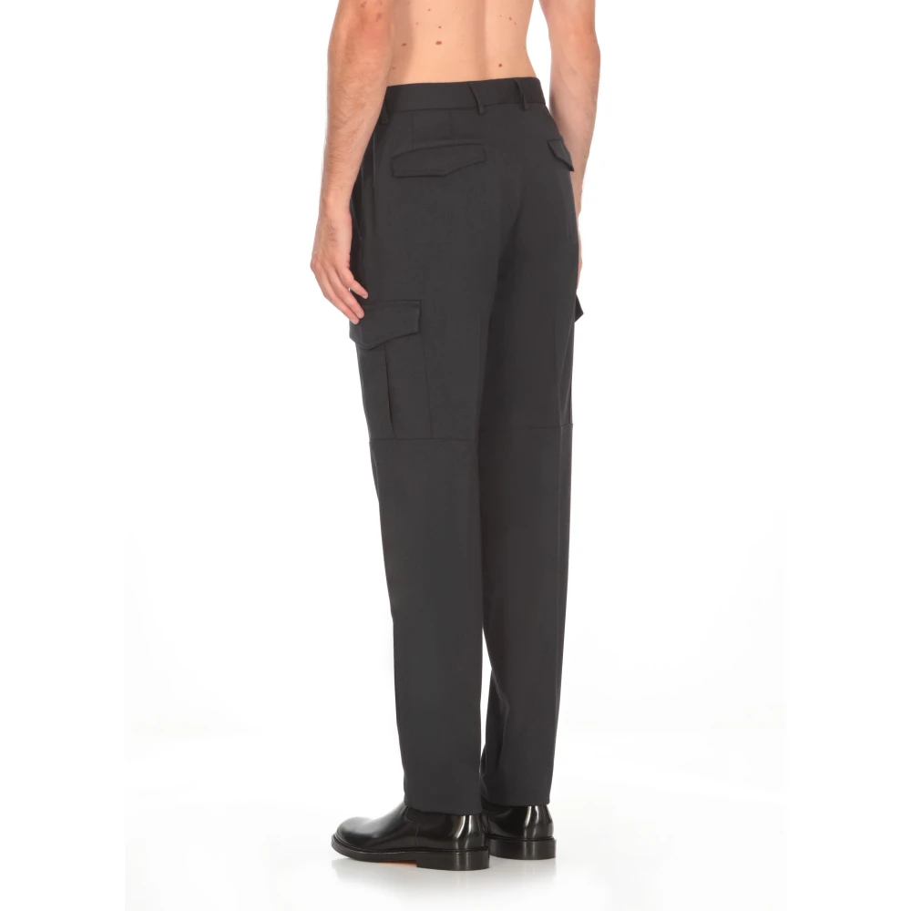 PESERICO Blauwe Wollen Cargo Broek Blue Heren