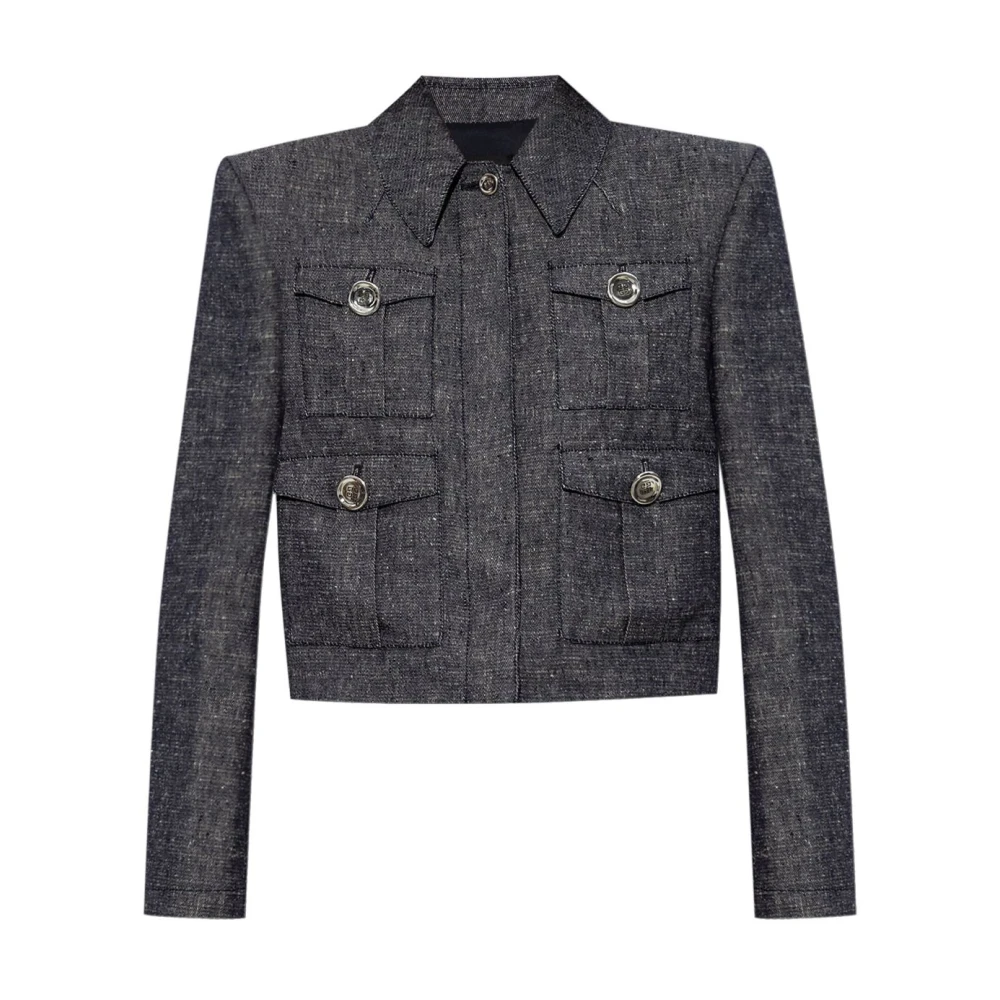 Givenchy Denim Jack met Korte Pasvorm en 4 Zakken Blue Dames