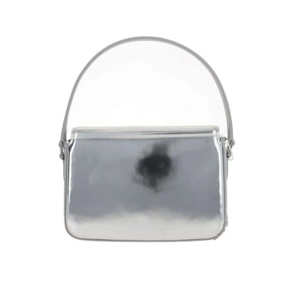 Self Portrait Zilver Metallic Handtas met Kristalstrik Gray Dames