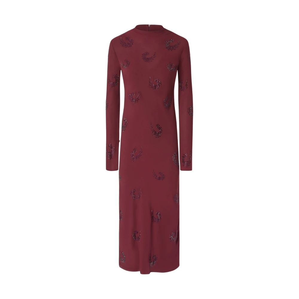 Pinko Paarse Lange Georgette Jurk met Strass Details Purple Dames