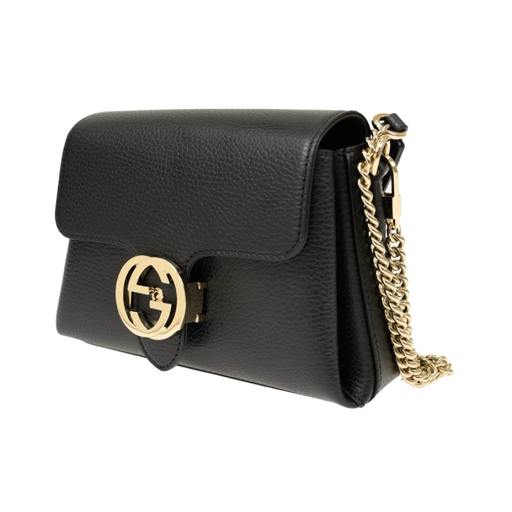 Gucci Zwarte handtas voor vrouwen Logo Leer Dollar Calf Mod. 607720 Cao0G 1000 Black Dames