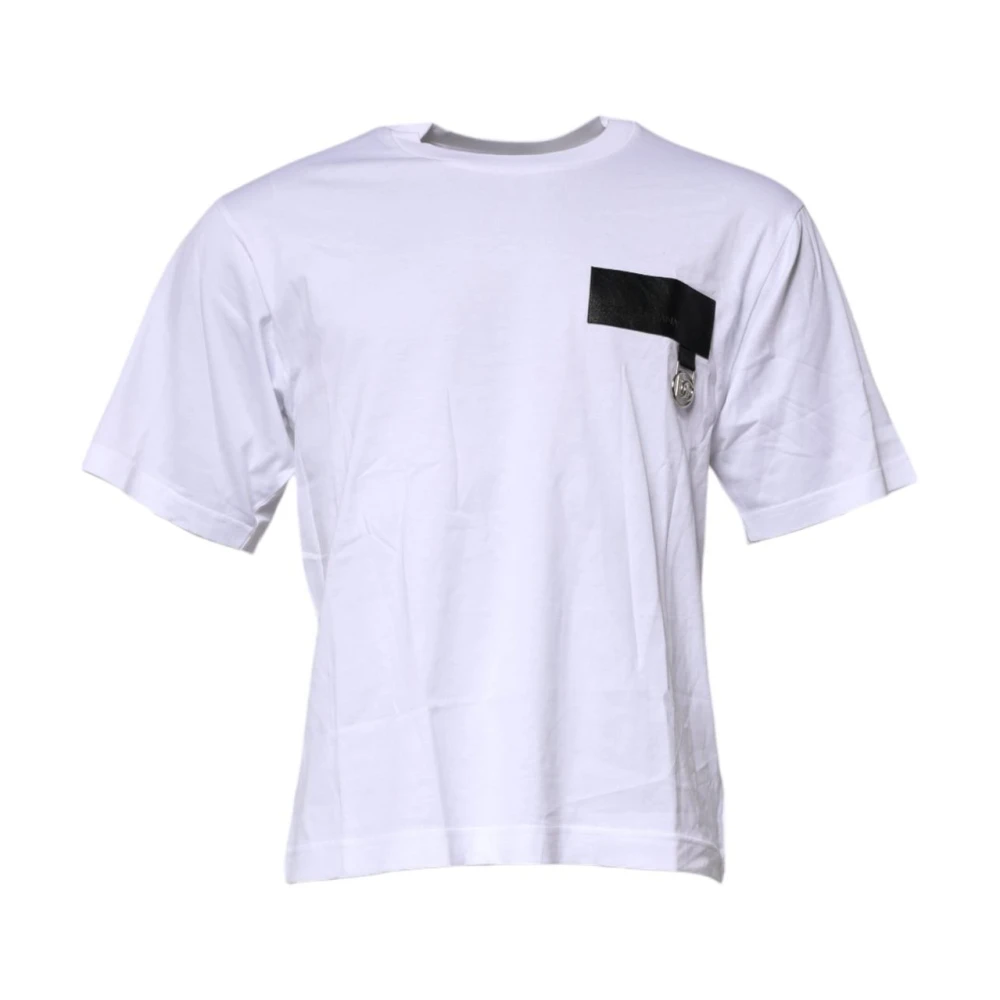Dolce & Gabbana Men's White Crew Neck T-Shirt Logo Patch