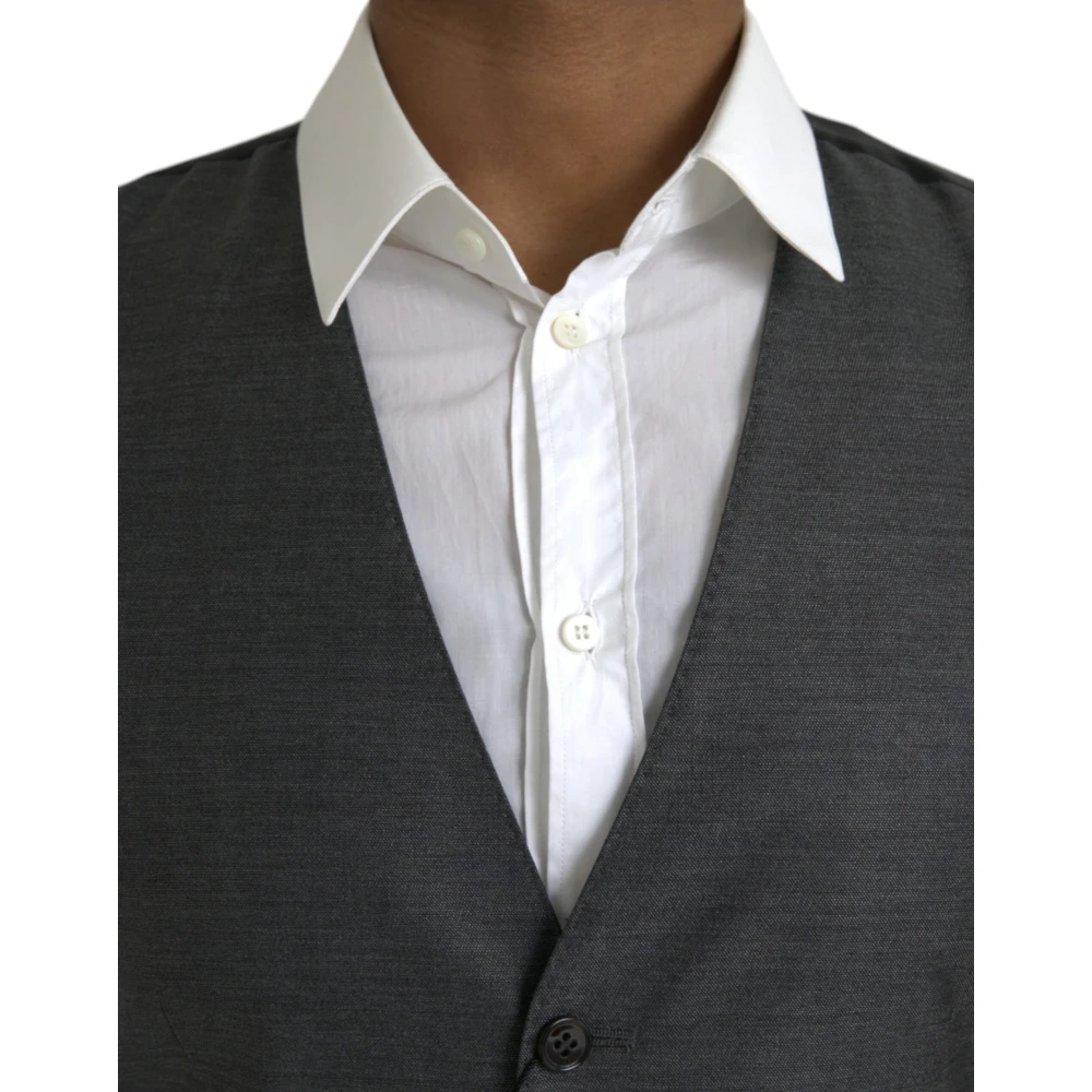 Dolce & Gabbana Grijze Wol Formele Jurk Vest Gray Heren