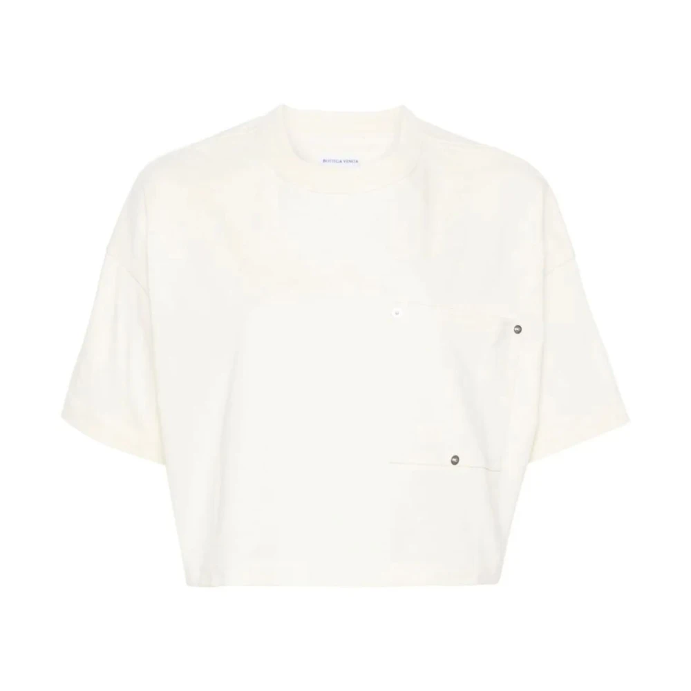 Bottega Veneta Japanse Katoenen T-shirt met Decoratieve Stiksels White Dames