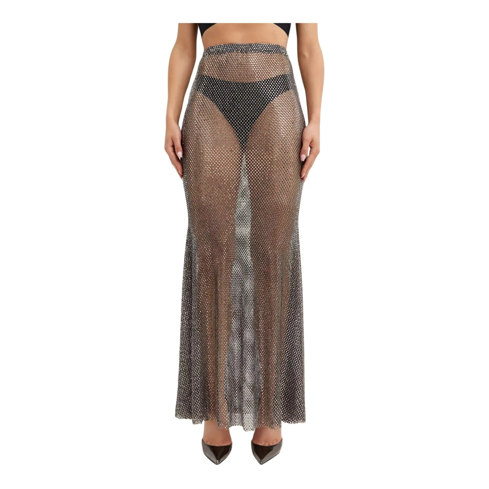 Santa Brands Maxi Mesh Kristalversierde Rok Black Dames