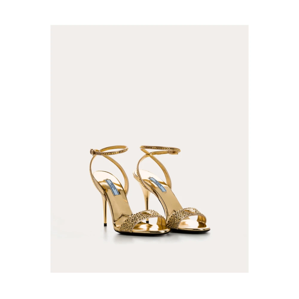 Prada Gouden sandalen met hak en kristallen Yellow Dames