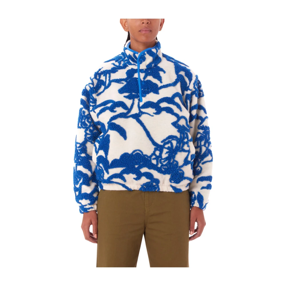 Obey Blauwe Jacquard Sweater Mock Neck Blue Heren