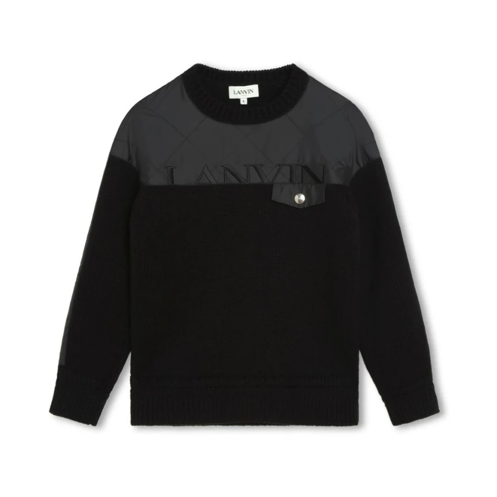 Lanvin Svart Bi-Material Tröja med Quiltade Paneler Black, Pojke