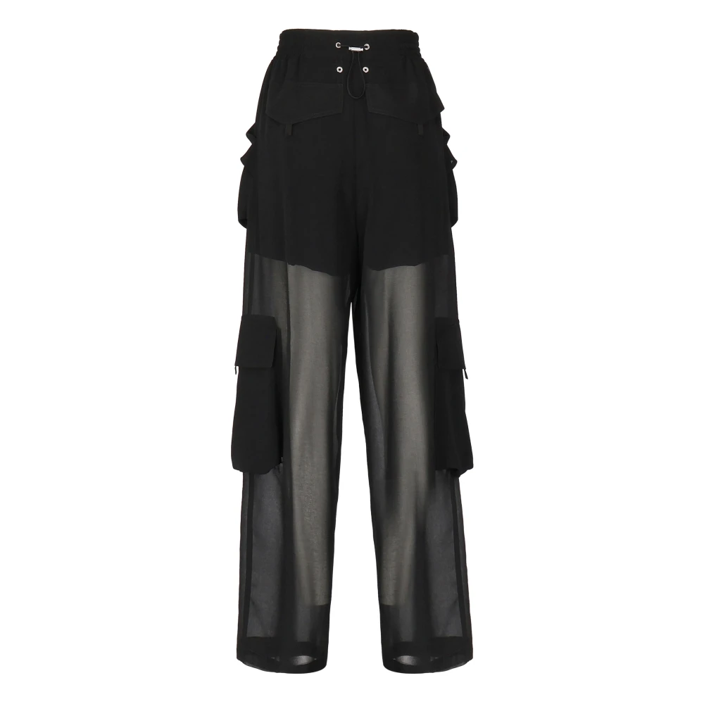 pinko Zwarte Cargo Broek Georgette Stof Black Dames