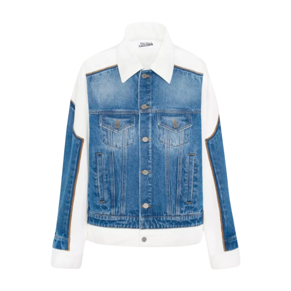 Jean Paul Gaultier Blauw en wit denim jasje Blue Dames