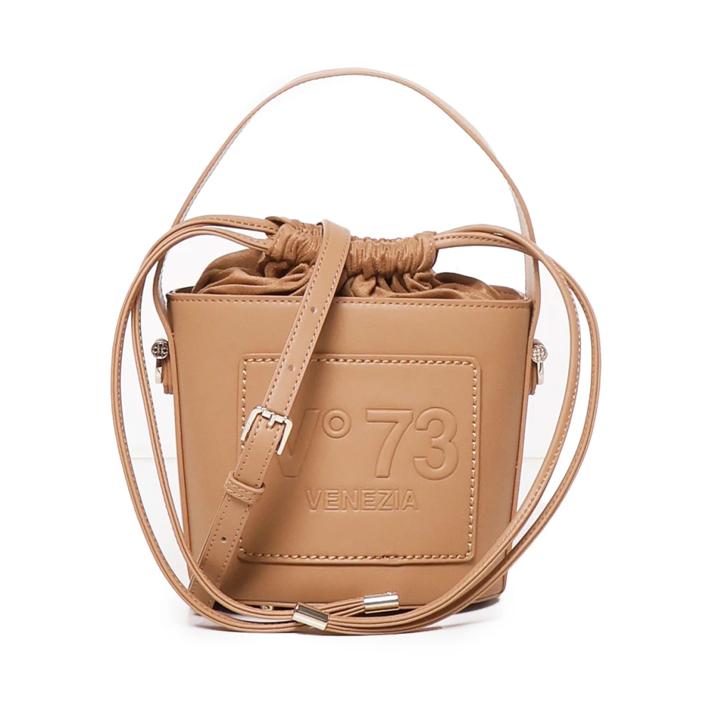 V73 Bruin Leren Bucket Tas met Trekkoordsluiting Brown Dames