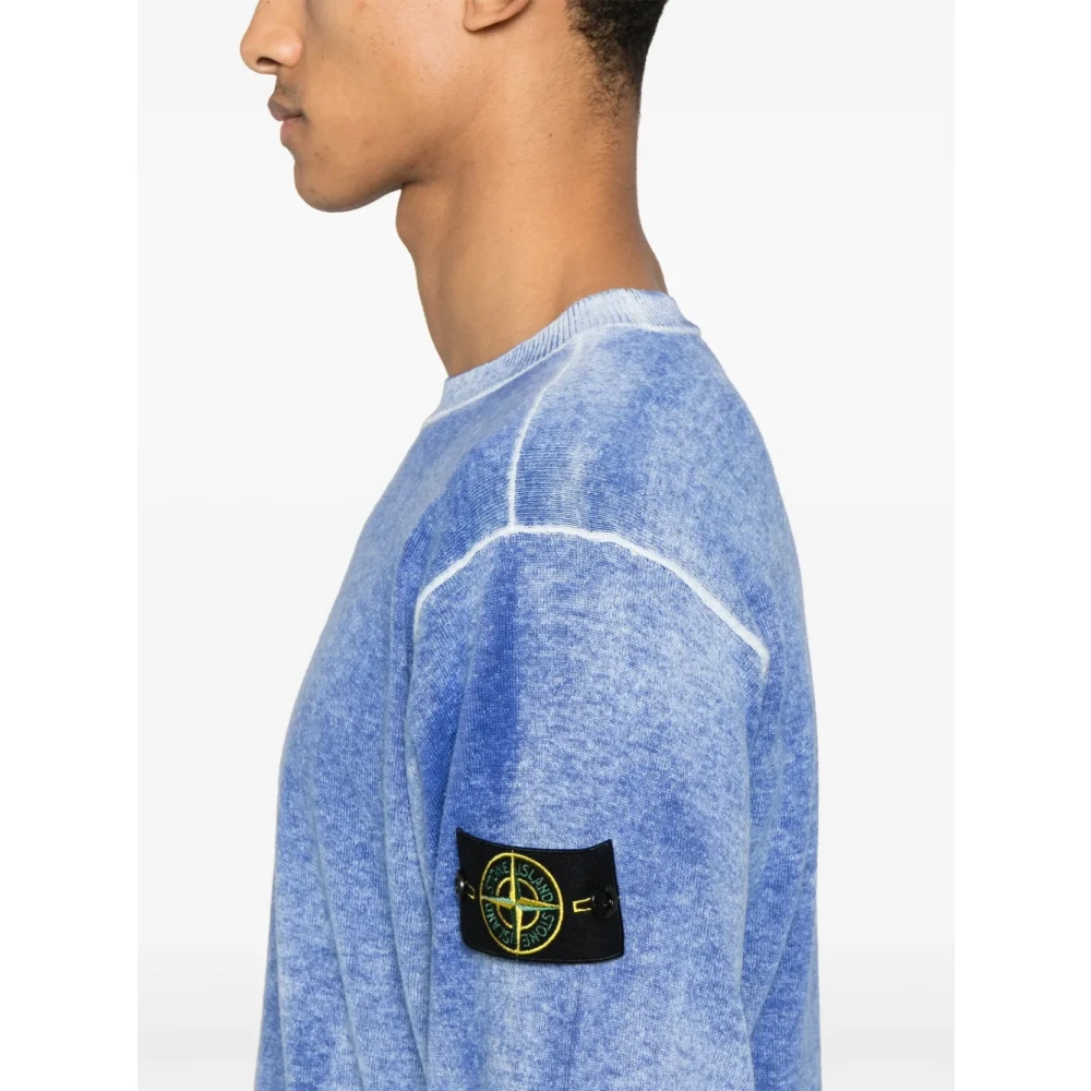 Stone Island Blauwe Sweater met Badge Blue Heren