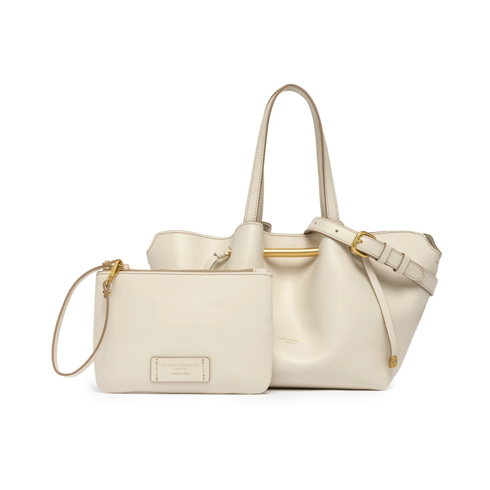 Gianni Chiarini Leren schoudertas White Dames