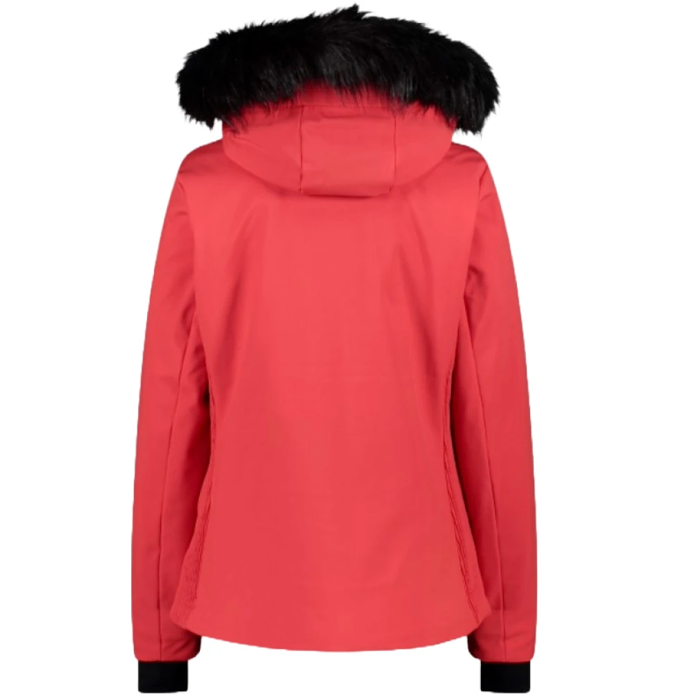 CMP Rode Winterjas met Nepbont Red Dames