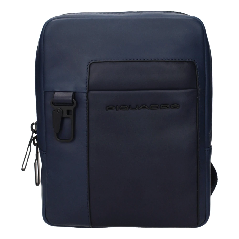 Piquadro Mannelijk Blauw Tassen Heren, One Size, Leer, Leren Crossbody Tas