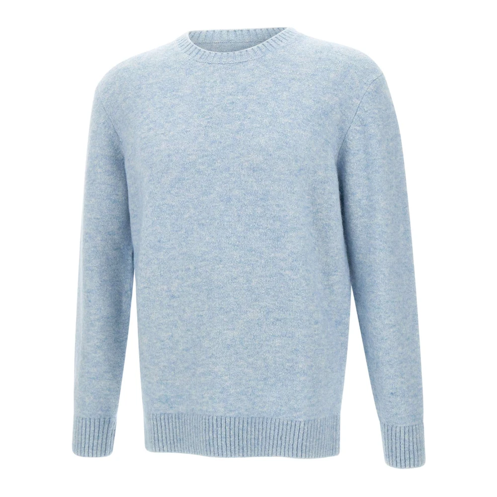 Kangra Blauwe Wollen Trui Ronde Hals Blue Heren
