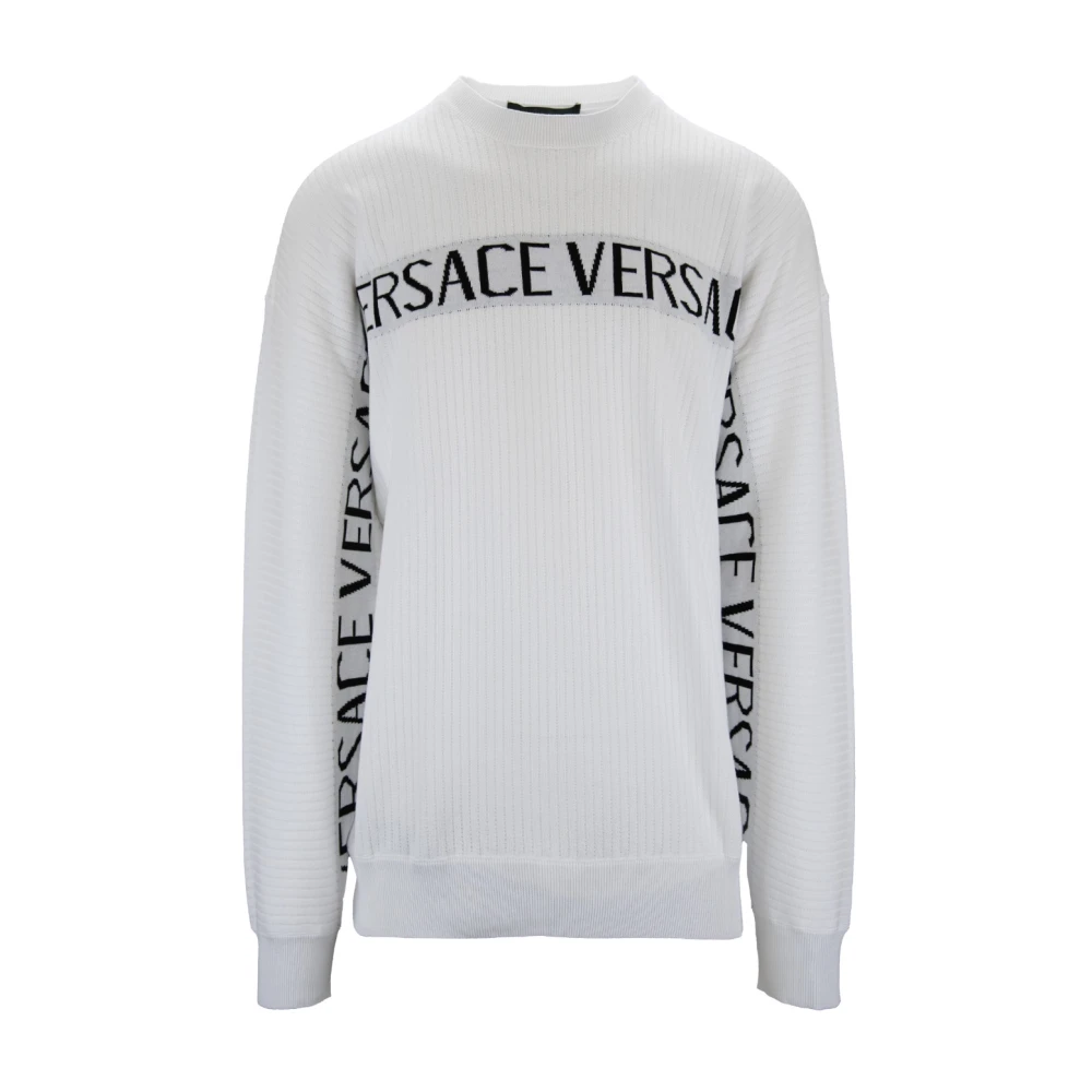 Versace Oversized Ronde Hals Katoenen Trui White Heren