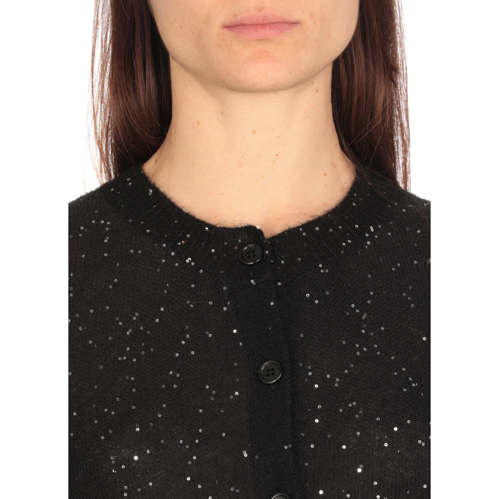 Fabiana Filippi Zwarte Pailletten Cardigan Sweater Black Dames