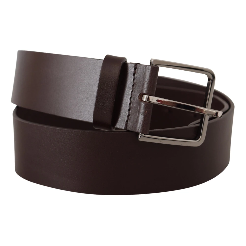 Dolce & Gabbana Elegante donkerbruine leren riem Brown Heren
