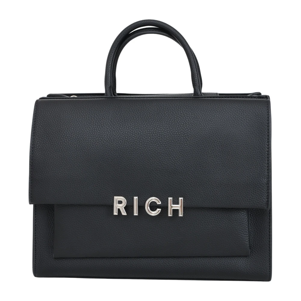 John Richmond Zwarte Tote Tas met Gouden Logo Black Dames