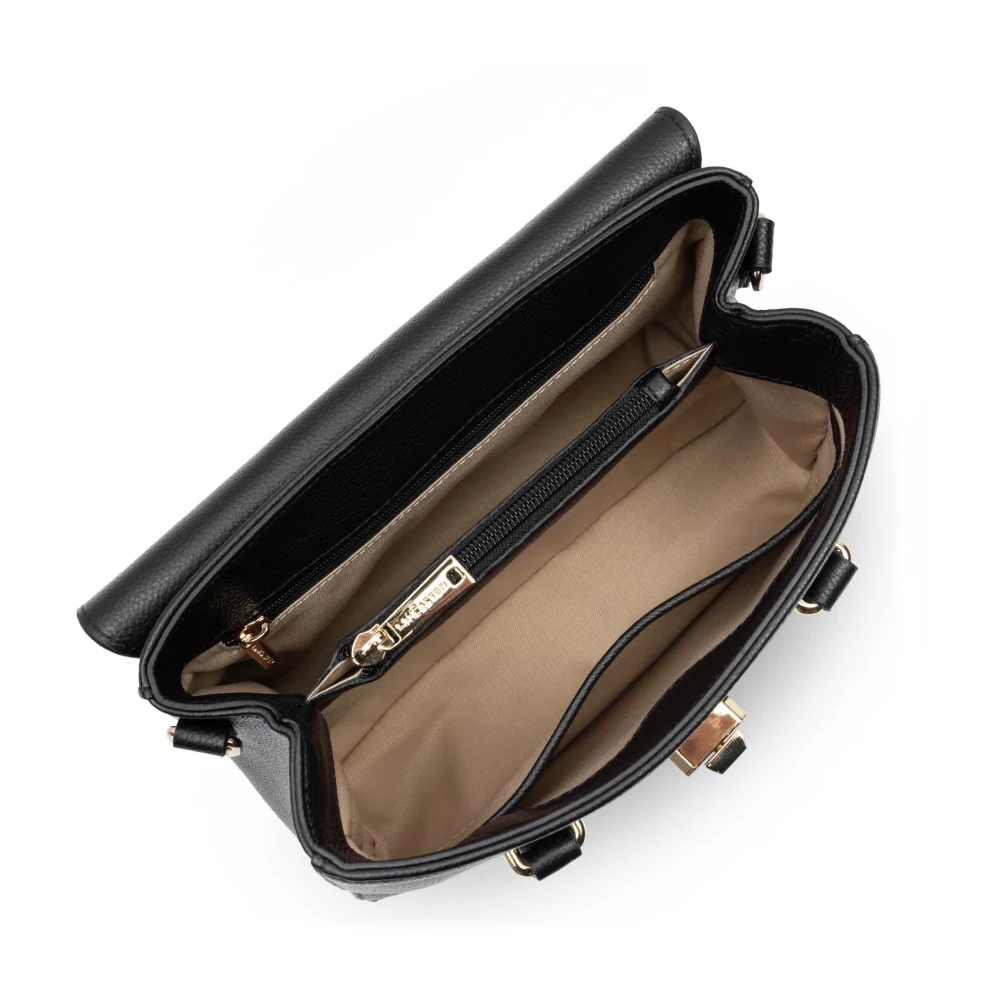 Lancaster Flap Handtas met Metalen Sluiting Black Dames
