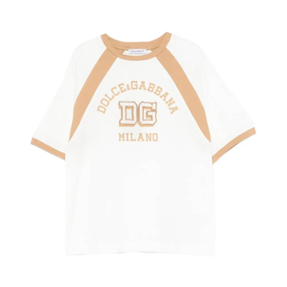Dolce & Gabbana Logo-Print Crewneck T-Shirt - Male - Kids Short Sleeve T-Shirts - White - 4 Y - Kids