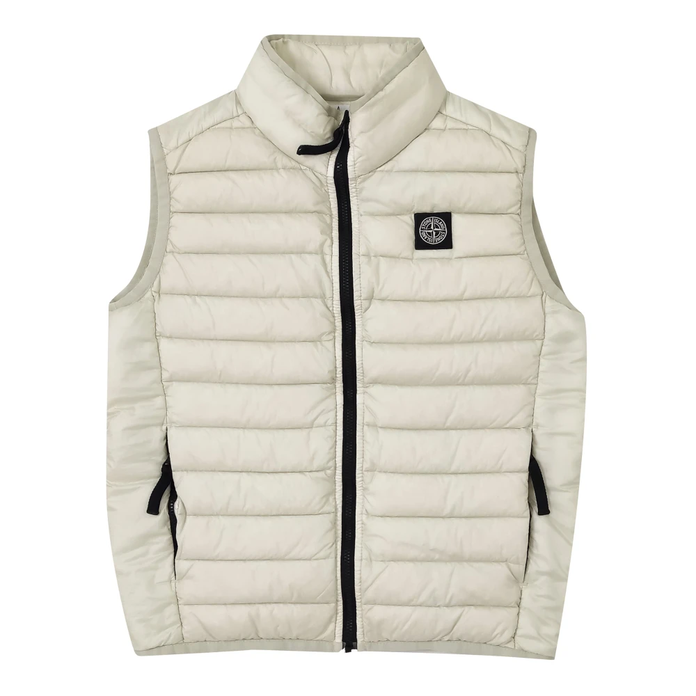 Stone Island Beige Waistcoats, Male, 8 Y, Sleeveless Down Jacket