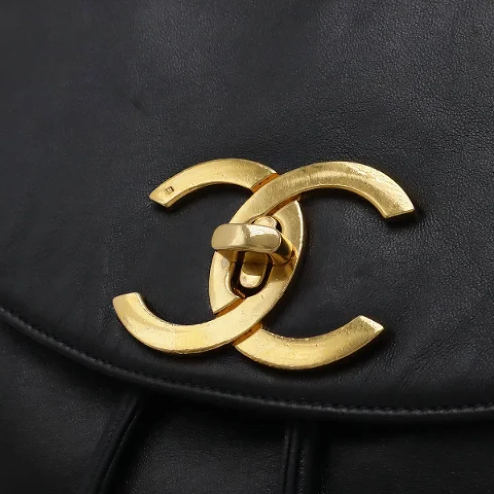 Chanel Vintage Pre-owned Leather backpacks Black Dames