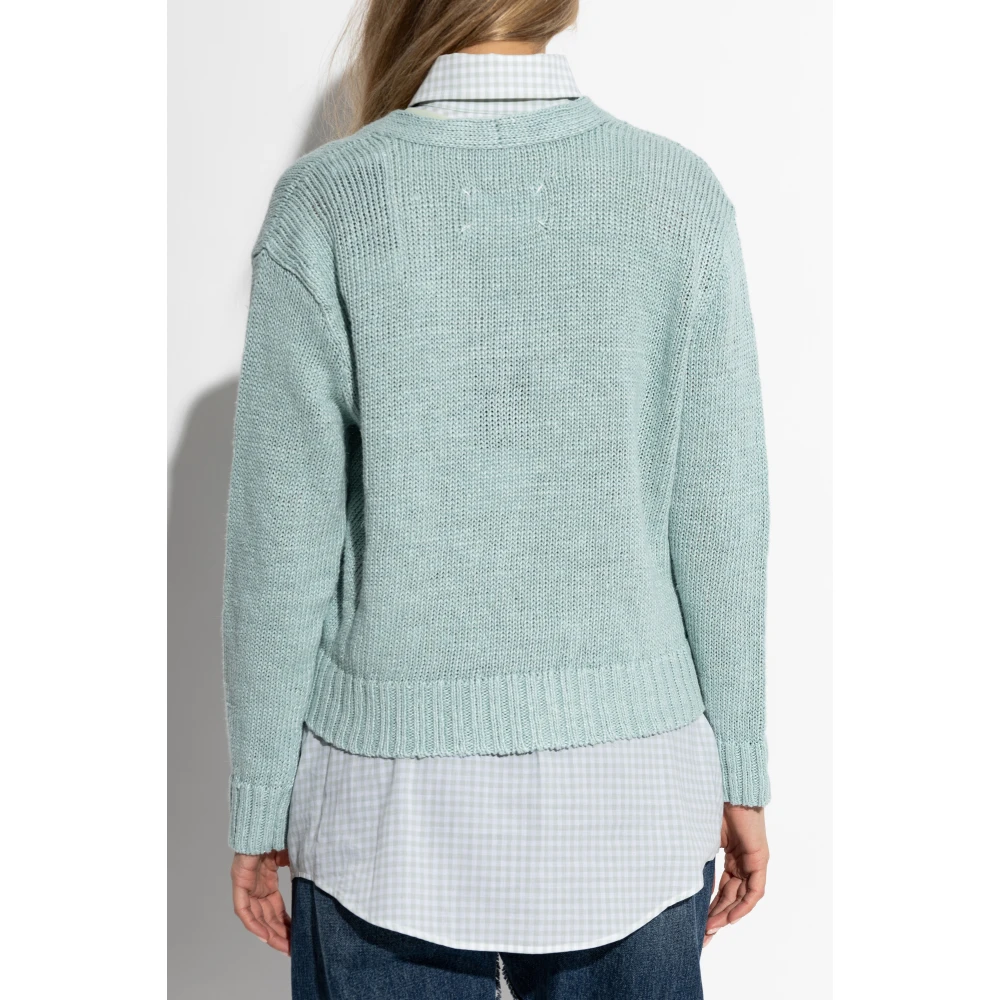 Maison Margiela Cardigan met logo Blue Dames