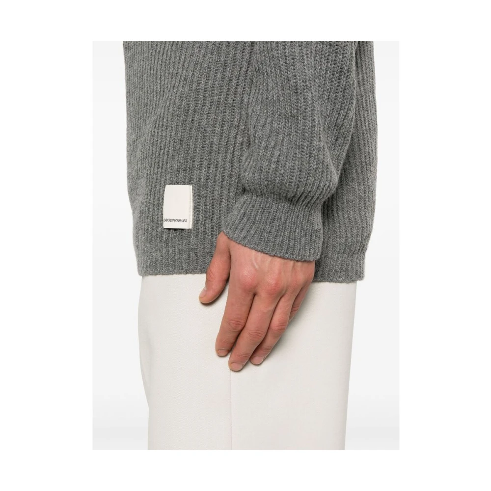 Emporio Armani Gebreide Polo Trui Gray Heren