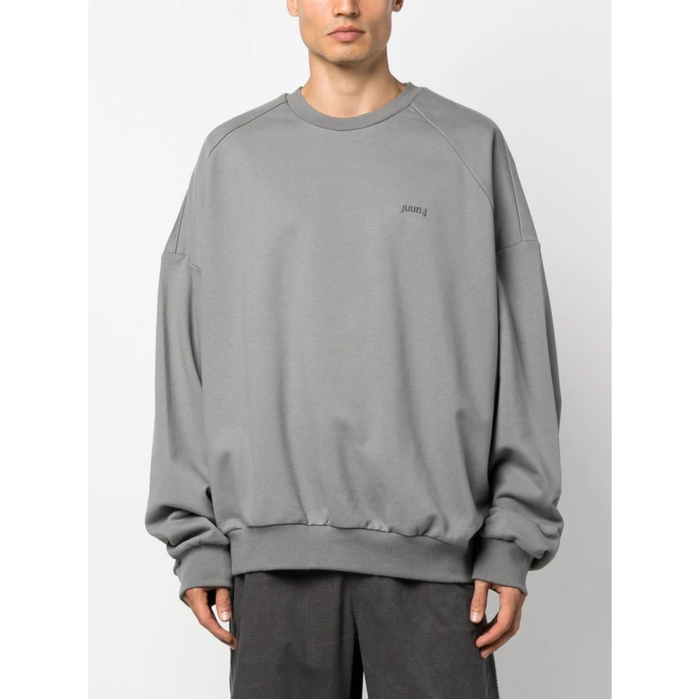 Juun.J Grijze Logo Sweatshirt Katoen Ronde Hals Gray Heren