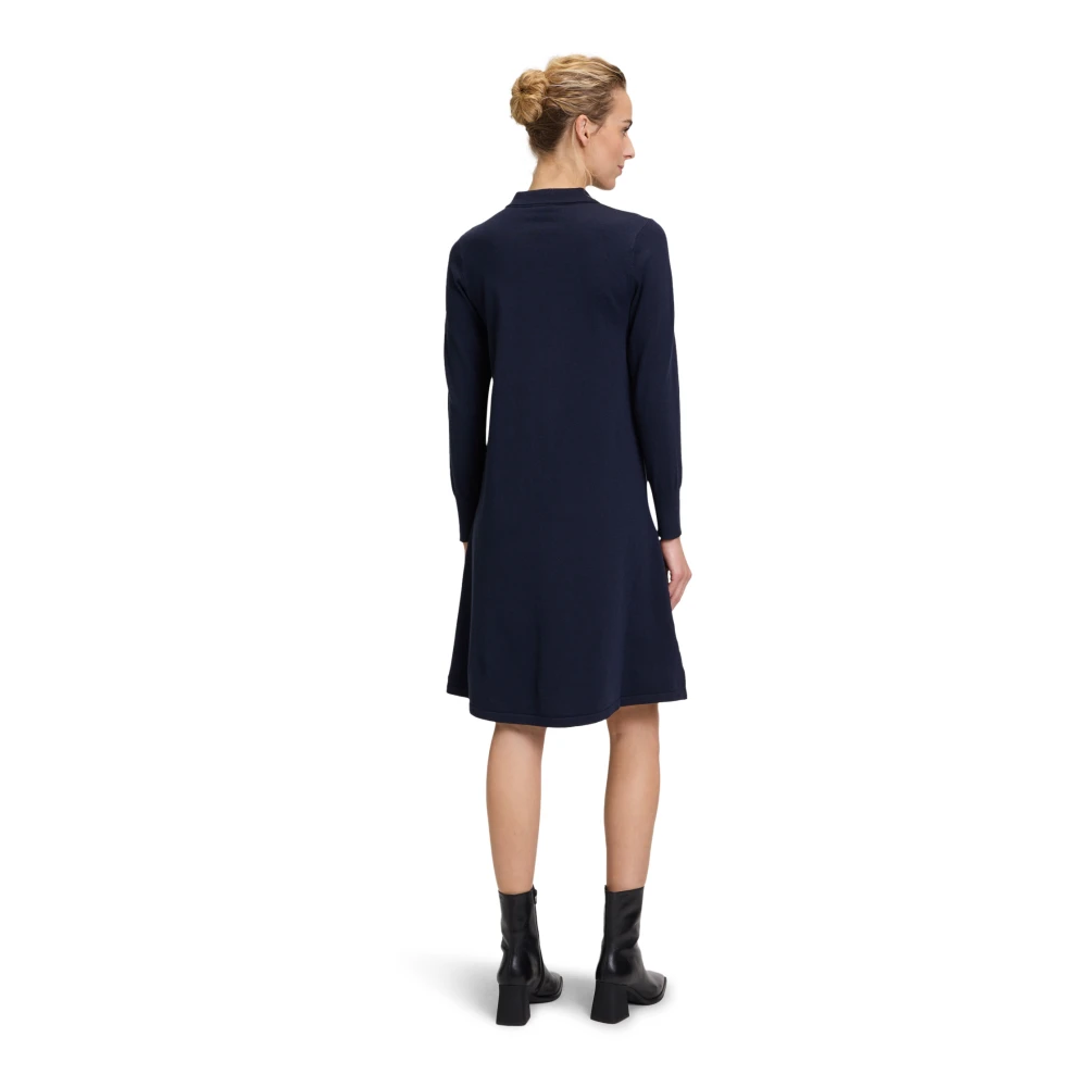Vera Mont Gebreide Jurk met Knopen Blue Dames