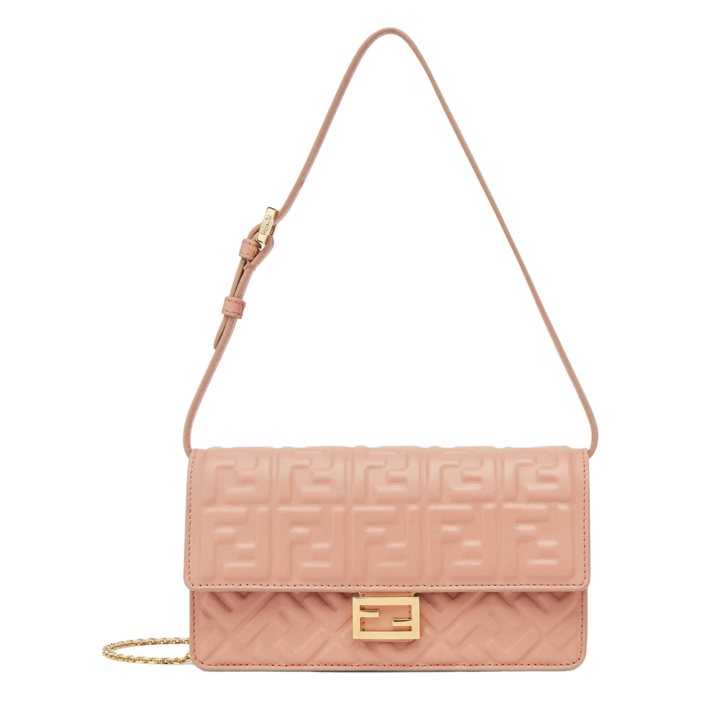 Fendi Roze Flap Schoudertas met FF Motif Pink Dames