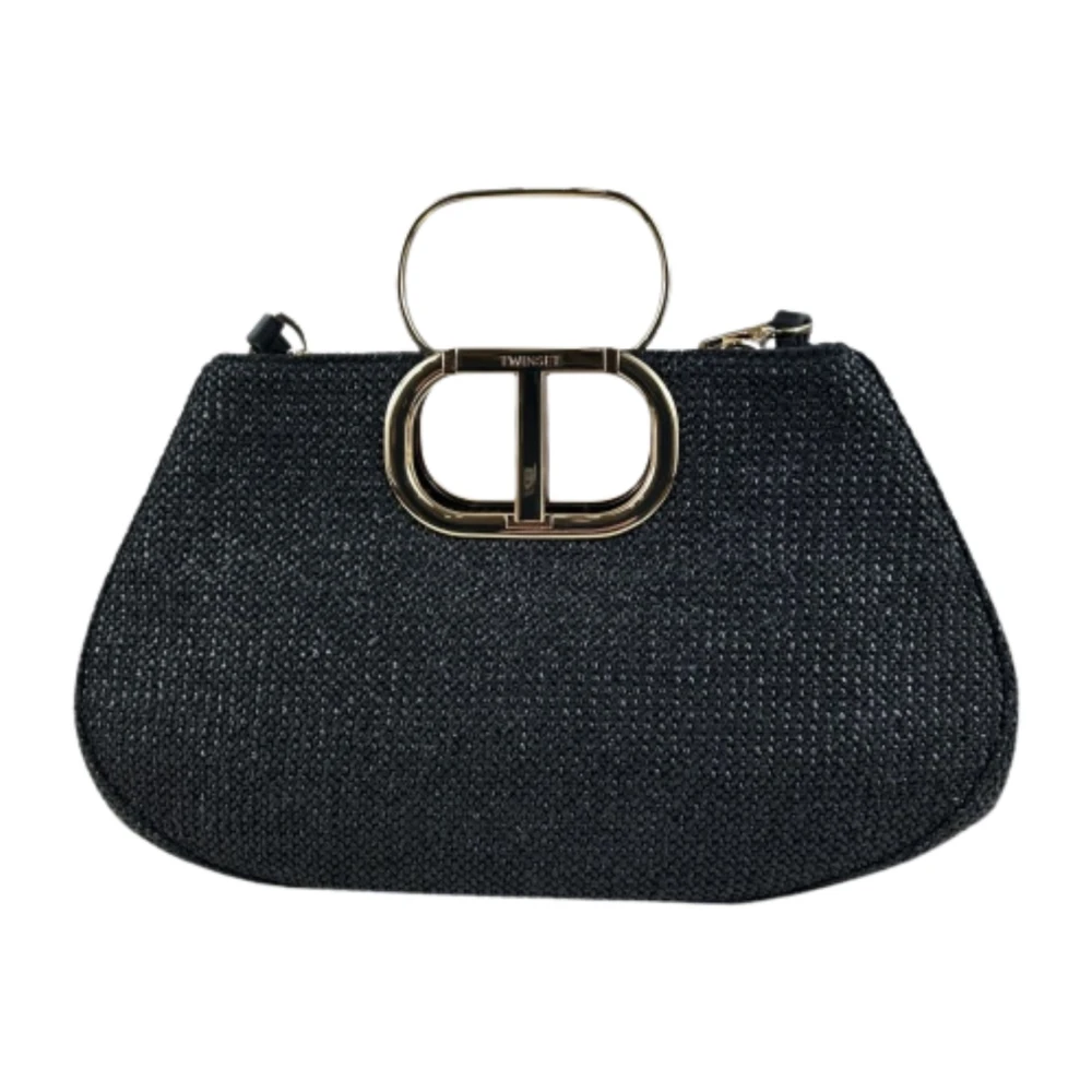 Twinset Zwarte Ecopelle en Rattan Tassen Black Dames