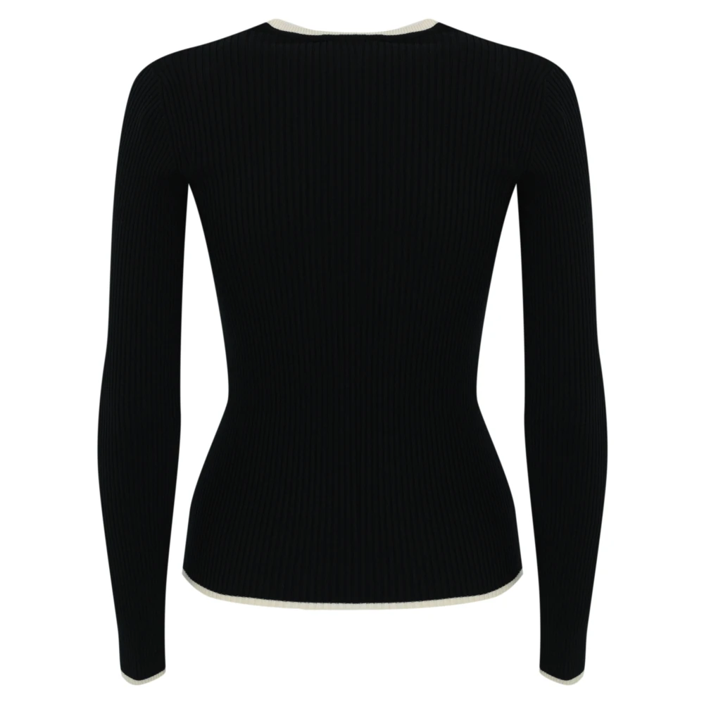 Elisabetta Franchi Gebreide viscose trui met logodetail Black Dames