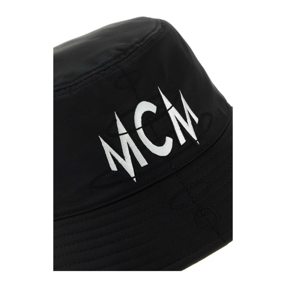 MCM Stijlvolle Zwarte Nylon Bucket Hoed Black Unisex