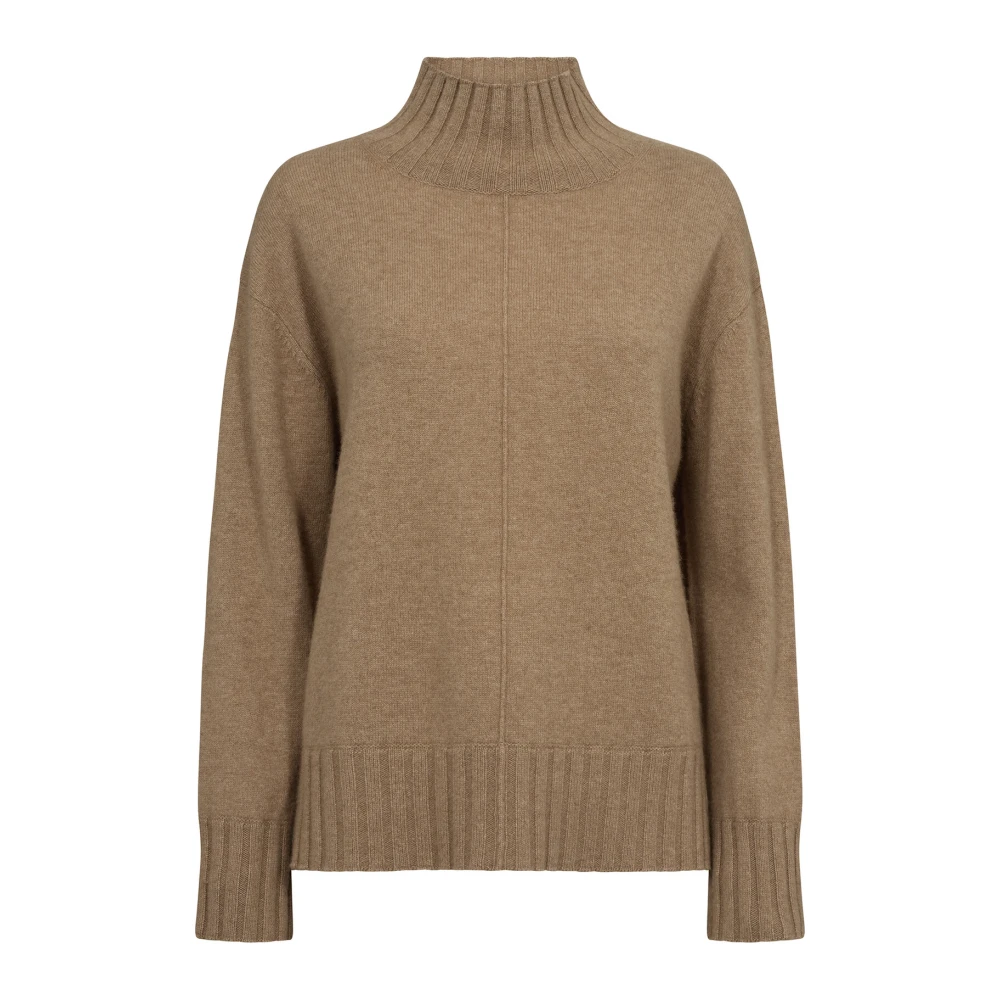 MOS MOSH Cashmere Highneck Gebreide Trui Brown Dames