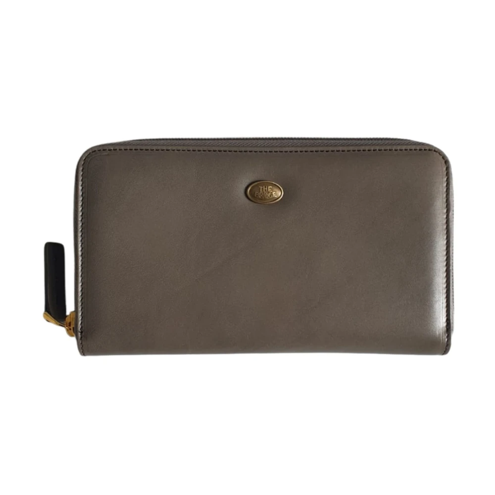 The Bridge Vrouw Grijs Elegante Leren Portemonnee Voor En