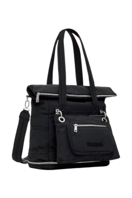 sac-noir-a-motif-uni-avec-fermeture-eclair