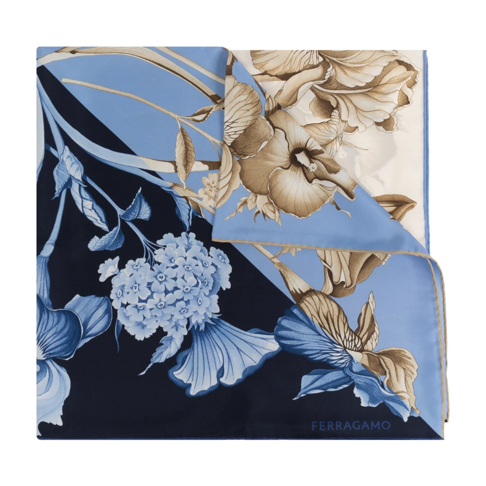 Salvatore Ferragamo Zijden sjaal met print Blue Dames