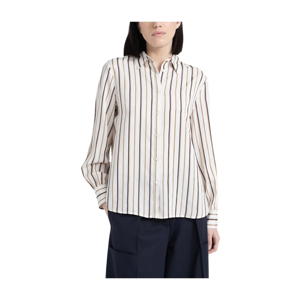 PESERICO Gestreepte viscose en zijden shirt Multicolor Dames