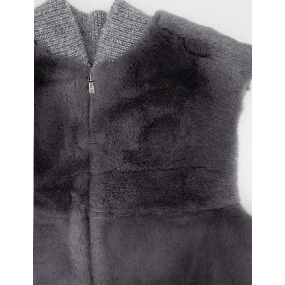 PESERICO Luxe Gebreid Vest met Ritssluiting Gray Dames