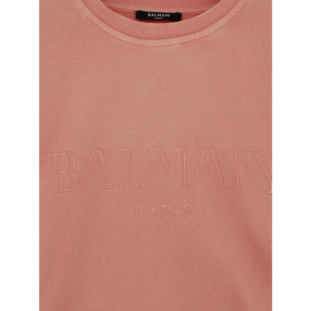Balmain Katoenen Logo Sweatshirt Pink Dames