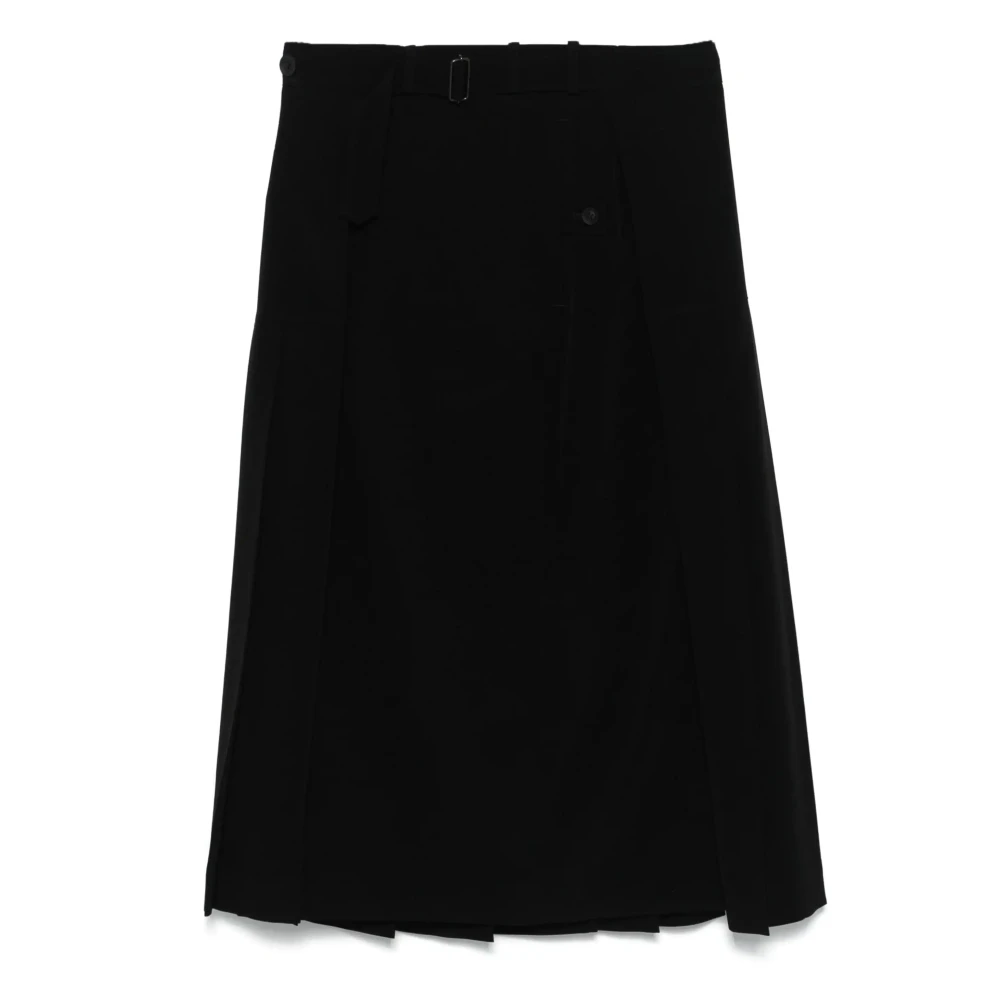 Yohji Yamamoto Zwarte Geplooide Midi Rok Black Heren