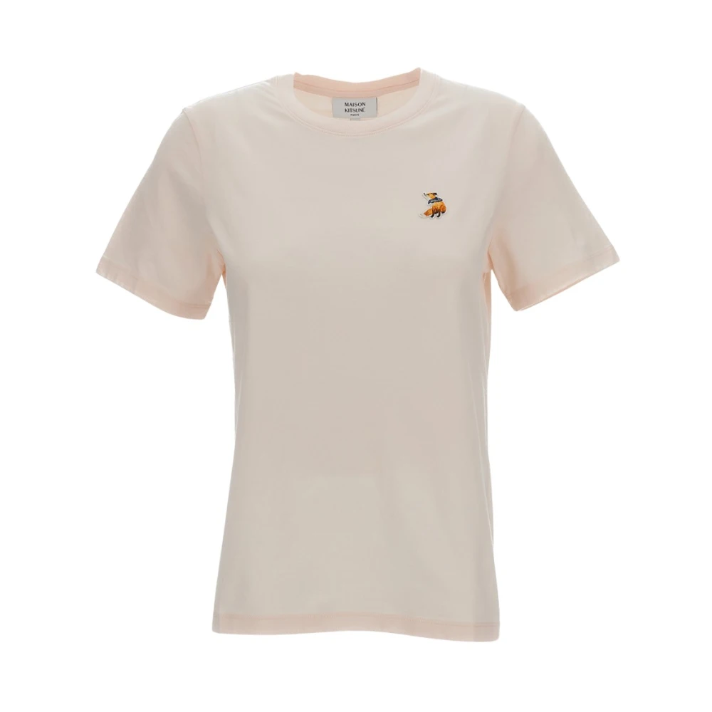 Maison Kitsuné Women's Pink Dreaming Fox Patch T-Shirt - T-Shirts - Xs - Tops
