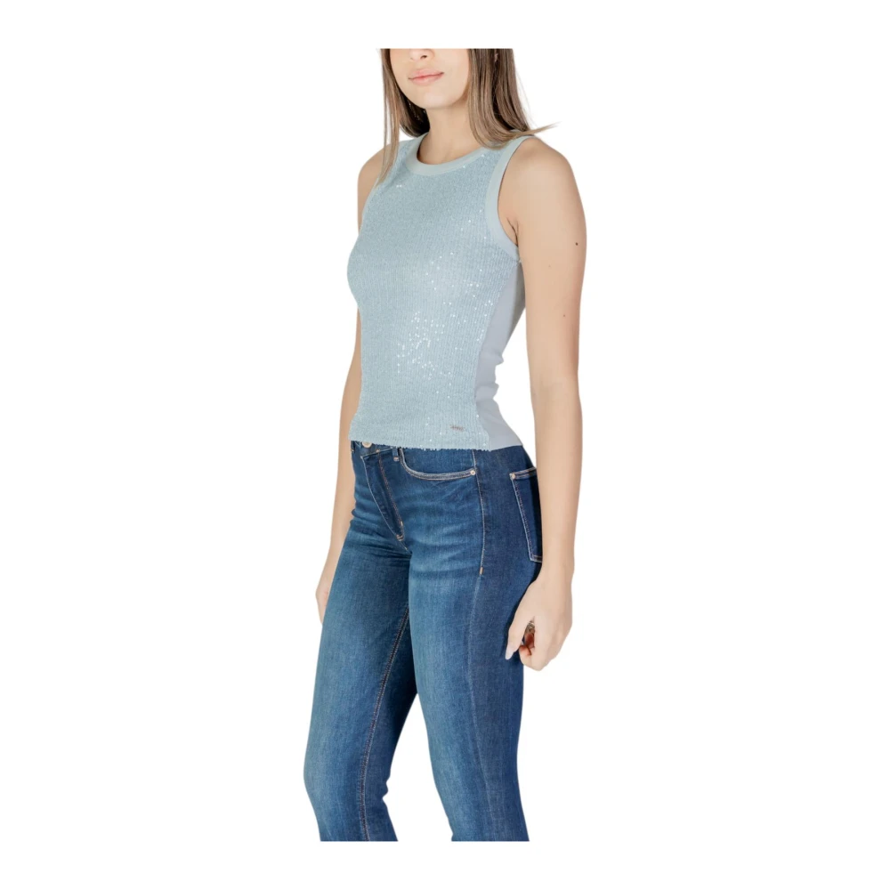 Guess Blauwe Paillet Tank Top Blue Dames